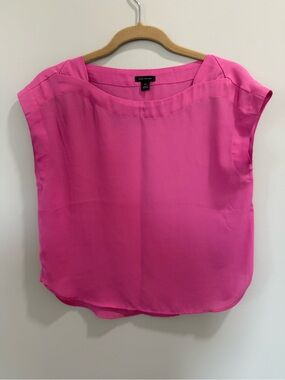 Ann Taylor Bright Pink Cap-Sleeve Shell